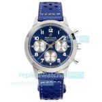 BLS Swiss Copy Breitling Transocean Chronograph Blue Dial Leather Strap Watch 